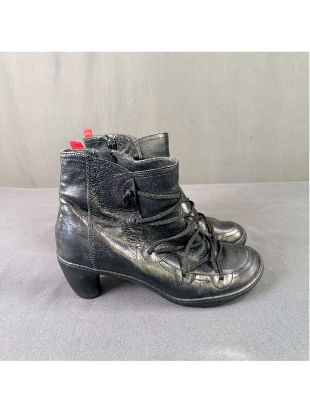 Camper Ankle Boots Women 9.5 Wrap Lace Side Zip Dark Academia Whimsigoth Black - Picture 4 of 13